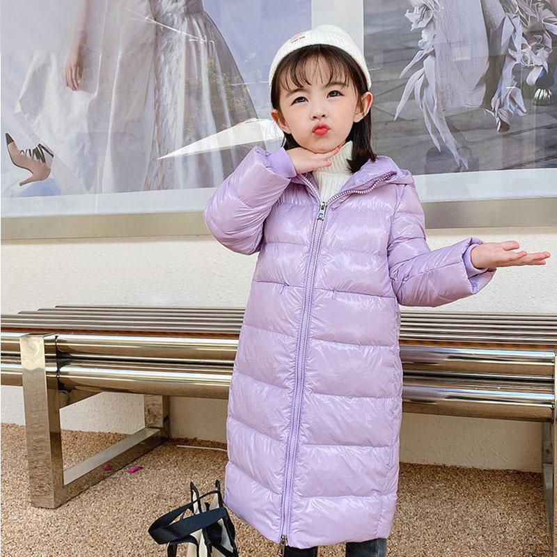 Girls Long Over The Knee Down Jacket Warm and Windproof Plus Down Thickened Winter White Duck Down