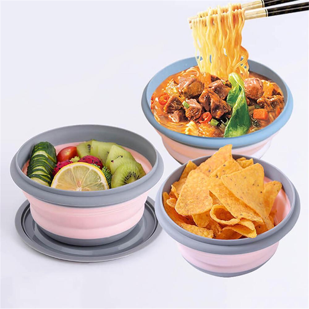 3Pcs Folding Camping Bowl Set Portable Silicone Kitchen Containers for Travel Outdoor Camping