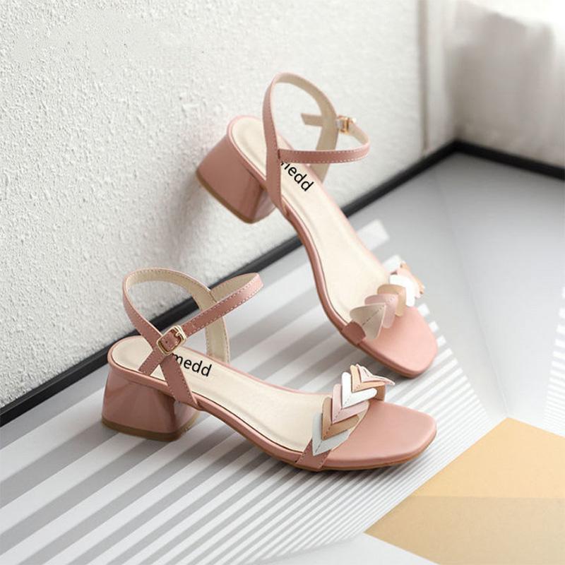 Mid-heel All-match Fairy Style Thick Heel Peach Heart with Fashion Women's Cool Shoes
