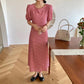 Summer O-Neck Short-sleeved Love Slimming Dress Lace-up Fairy Waist Beach Small Fresh Mid-length Dress Female