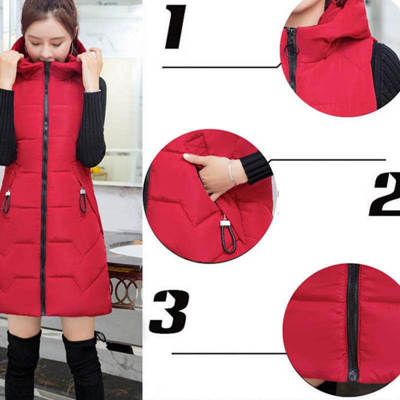 Autumn and Winter Down Cotton Vest Women's Mid-length Slim Waistcoat Waistcoat Was Thin Cotton Jacket Plus Size