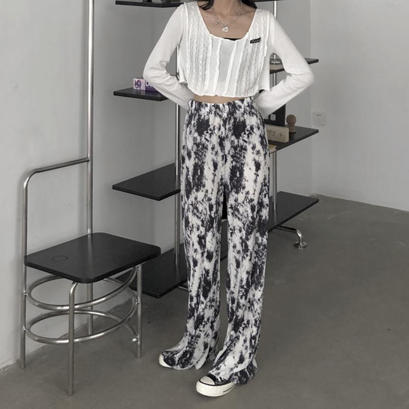 Wide Leg Pants Summer Thin Section Female Students Korean Graffiti Summer Casual Pants Women Loose Wild