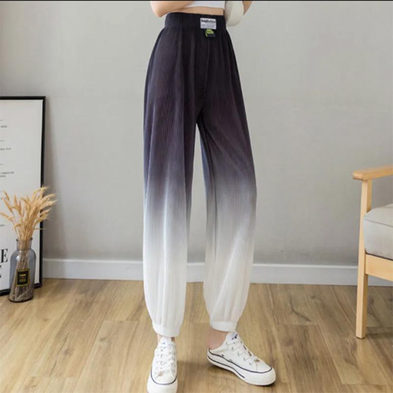 Gradient Color Design Sense Leggings Ice Silk Drape Women's Pants Summer Loose Thin Casual Sports Pants