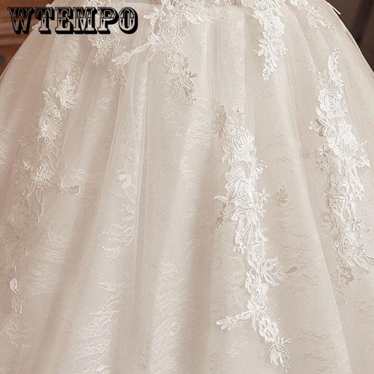 Formal Sexy Sweetheart Lace Ball Gown Wedding Dresses Flowers embroidery Bridal Gown