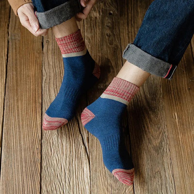 Winter Men's Tube Socks Five Pairs of Thickened Warmth and Deodorant Sports Tube Socks Fashion Stitching Socks