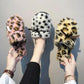 Women Slippers Fur Warm Winter Slipper Leopard Bow Furry Shoes Ins Kawaii Ladies Soft Winter Slide Plus Size 41
