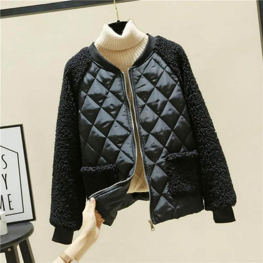 Large Size Imitation Lamb Wool Cotton Jacket Women's Fall/winter Loose Cotton-padded Jacket Lightweight Small Padded Jacket Down Jacket