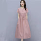 Women's Summer Dress Solid Color Round Neck Skirt Women's Large Size Mid Length A-Line Skirt