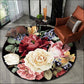 Round Carpet Luxury European Style Retro Color 3D Large Flower Pattern Round Living Room Carpet Bedroom Hanging Basket Chair Non-slip Floor Mat Carpet