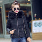Fall/winter Down Padded Jacket with Large Fur Collar Slim Fit Short Plus Size Hooded Padded Jacket