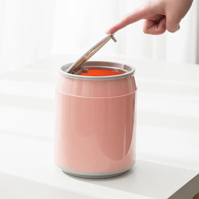 Press Type Desktop Trash Can Mini Cute Desk Small Storage Bin Household Bedroom Bed Bedside Waste Paper Basket