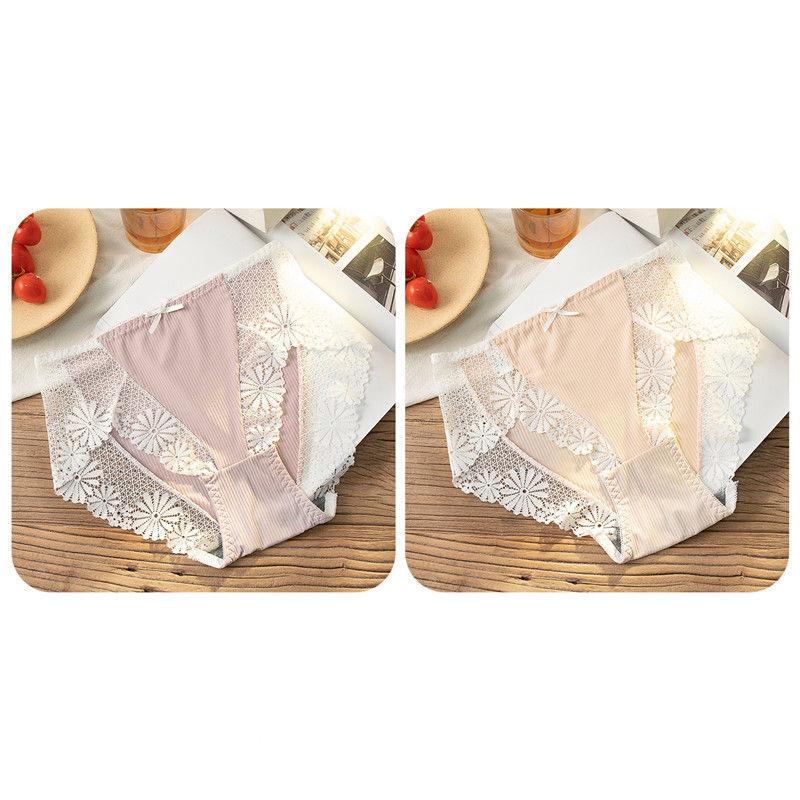 100kg Fat Mm High Waist Sexy Lace Underwear 2-piece Large Size Ice Silk Lingerie Thin Antibacterial Graphene Crotch Underwear