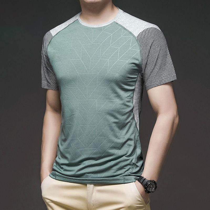 Ice Silk Men's Short-sleeved T-shirt Summer Business Travel Super Cool Clothes Office Quick-drying Ultra-light Youth T-shirt