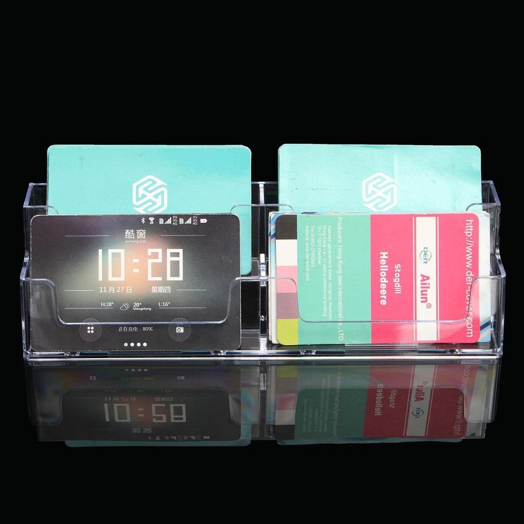 4 Pocket Business ID Card Holder Acrylic Desk Stand Display Desktop Office Home