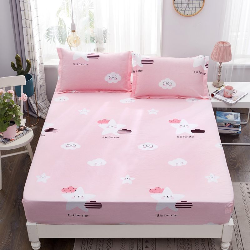 Skin-friendly Cotton Bed Cover Non-slip Fixed Mattress Cover Dust Protection Cover Bedding Cotton Bed Sheet Single Piece
