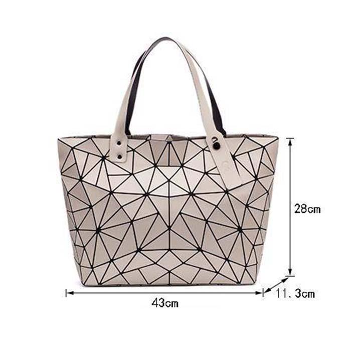 Women's Geometric Deformation Tote Bag Irregular Folding Shoulder Bag  Laser Luminous Bucket Bag