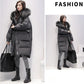 Winter All-match Mid-length Down Jacket Women's Hooded White Duck Down Real Big Fur Collar Jacket Thickened Warmth