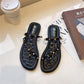 Fairy Style Flip Flops Rivet Sandals and Slippers for Women's Outer Wear New Year and Summer New Flat-bottomed Non-slip Beach Slippers