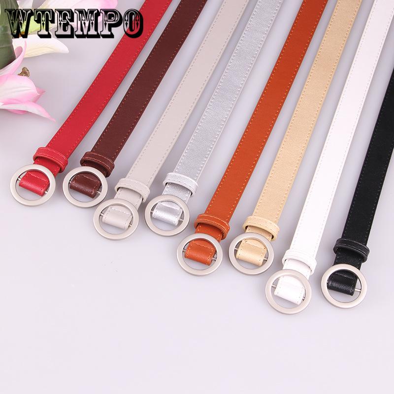 Women Belts Solid Color Thin Skinny Waistband Adjustable Belt Leather Waist Belts Women