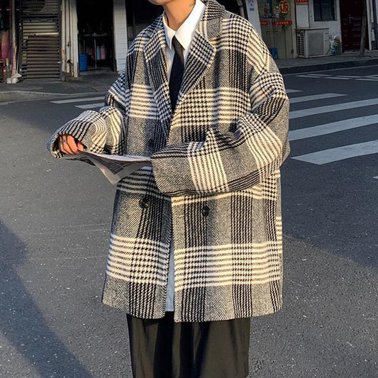 Autumn and Winter Warm Long-sleeved Casual Men's Handsome West-turned Coat Mid-length Warm Temperament Windbreaker