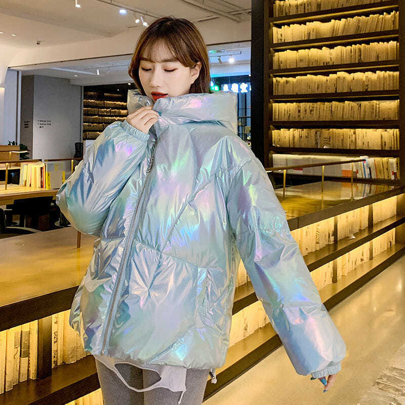 Women's Short Cotton-padded Jacket Shiny Cotton-padded Jacket Student Korean Style Loose Coat Women's Tide Ins Winter Bread Coat
