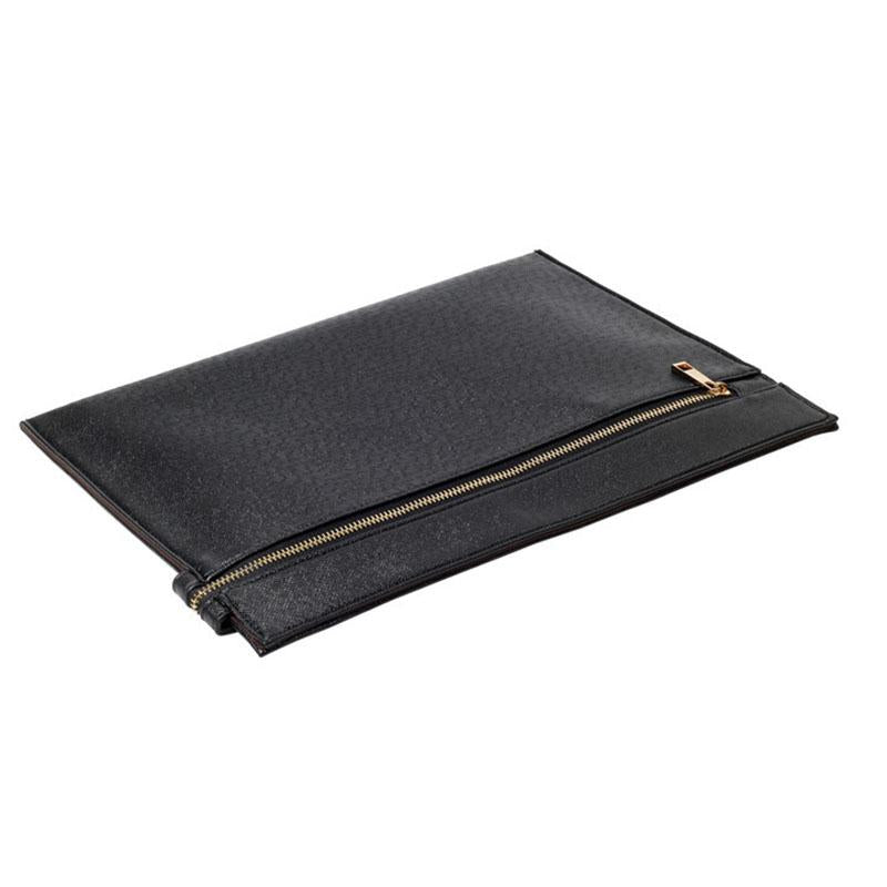 Business Briefcase Men PU Leather Zipper Buckle Waterproof A4 Paper Ipad Bags Handbag Clutch Bag