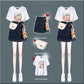 Fashion  Summer Tops Skirt 2 Piece Set Women Printed T Shirt Irregular Skirt 2 Piece Set Outfits