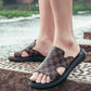Size38-44 Summer Men Sandals Comfortable Non-slip PU Leather Plaid Beach Slippers Casual Outdoor Slippers Alphabet Drag Flip Flops