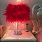 Feather Crystal Table Lamp Bedroom Bedside Lamp Creative European Princess Wedding Room Bedside Lamp