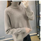 Autumn and Winter Ladies Turtleneck Sweater Twist Loose Solid Color Pullover Bottoming Shirt Slim Long-sleeved Sweater