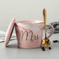 European Style Simple and Creative Personality Ceramic Coffee Cup with Lid Spoon Boys and Girls Office Home Drinking Mark Cup