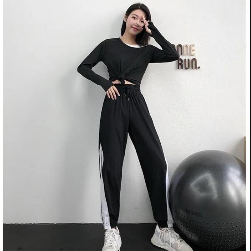 Sweatpants Women Loose-fitting High-waist Yoga Pants Quick-drying Running Casual Color Matching Striped Fitness Pants Thin Section