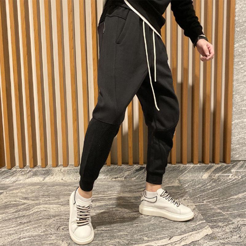 Mixed Material Casual Sports Pants Men's Trend Youth All-match Elastic Feet Pants Close-in Leggings Sweatpants