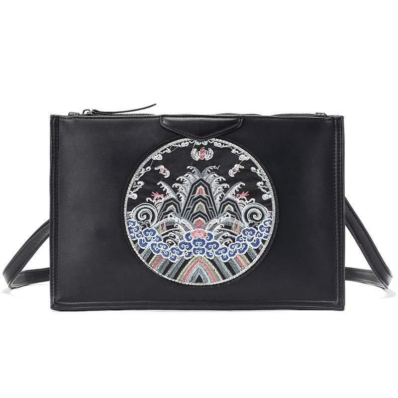 Business Briefcase Men National Style PU Leather Joker Zipper Waterproof Handbag Shoulder IPAD Bag