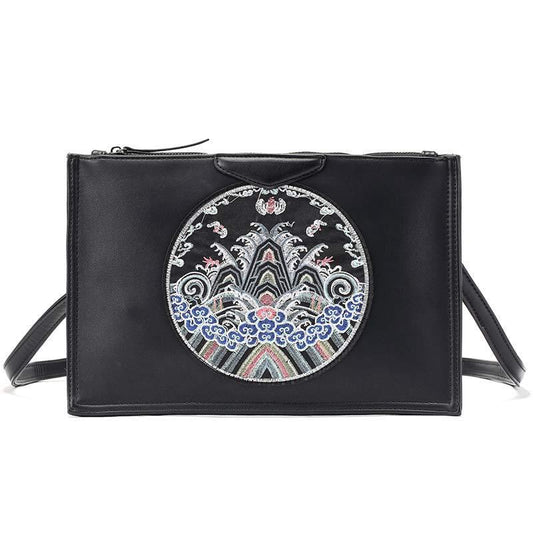 Business Briefcase Men National Style PU Leather Joker Zipper Waterproof Handbag Shoulder IPAD Bag