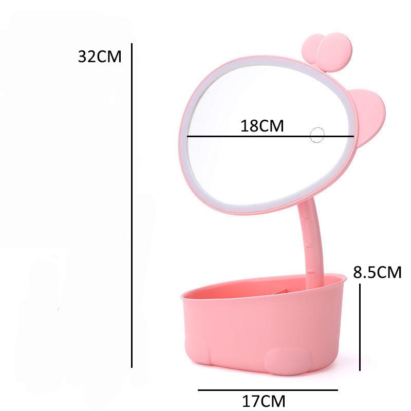 Rotating Vanity Mirror with Storage Home Dormitory Desktop Makeup Mirror Makeup Remover Princess Mirror