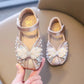 Children Leather Shoes Rhinestone Bow Princess Girls Party Dance Shoes Baby Student Flats Kids Performance Shoes