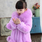 Girls' Winter Padded Wool Sweater Jacket Children's Fur Collar Cotton-padded Jackets Girl's Winter Fur Plus Velvet Padded Jacket
