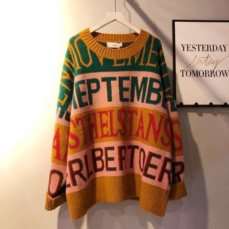 Sweater Loose and Lazy Female Outer Wear Korean Style Fall/winter Pullover Round Neck Casual All-match Long-sleeved Base