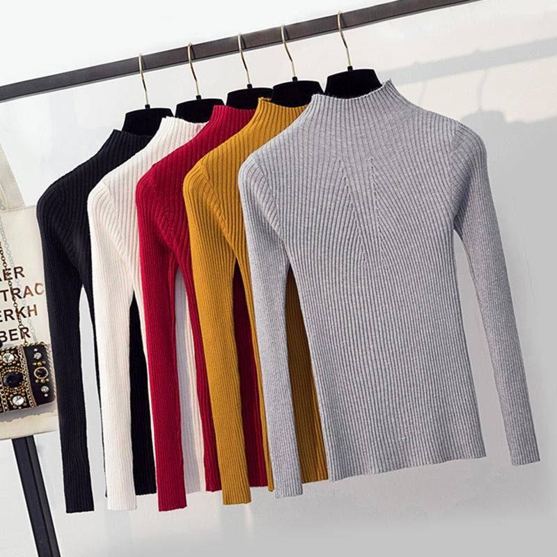 Winter Women Pullovers Sweater Knitted Korean Elasticity Jumper Slim Turtleneck Warm Female Sweaters
