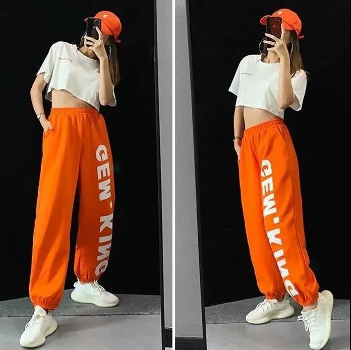 Casual Pants Children Trend Hip Hop Jazz Dance Square Dance Street Dance Pussy Casual Sports Trousers Letter Printing