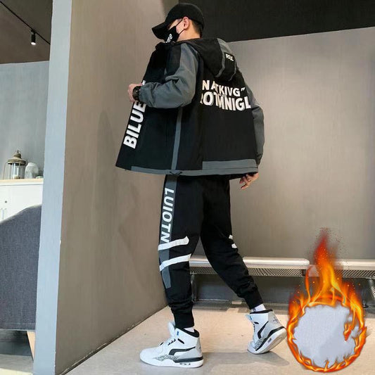 Plus Velvet Thickened Autumn and Winter Men's Suits Spring Fashion Youth Sports and Leisure Suits