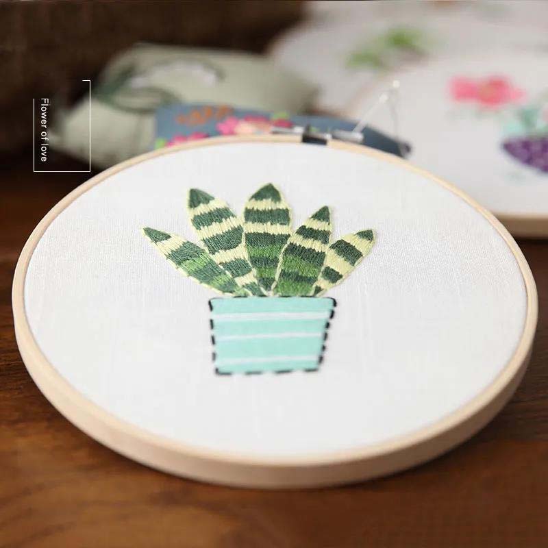 Plant Printing Embroidery DIY Su Embroidery Handmade Cross Stitch Fabric Material Package European Style Home Adult Beginner