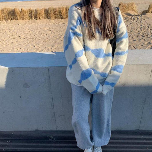 Autumn  Winter Sweater Women Loose Casual Female Students Fashion Round Neck Outer Wear Wild Thick Knit Sweater