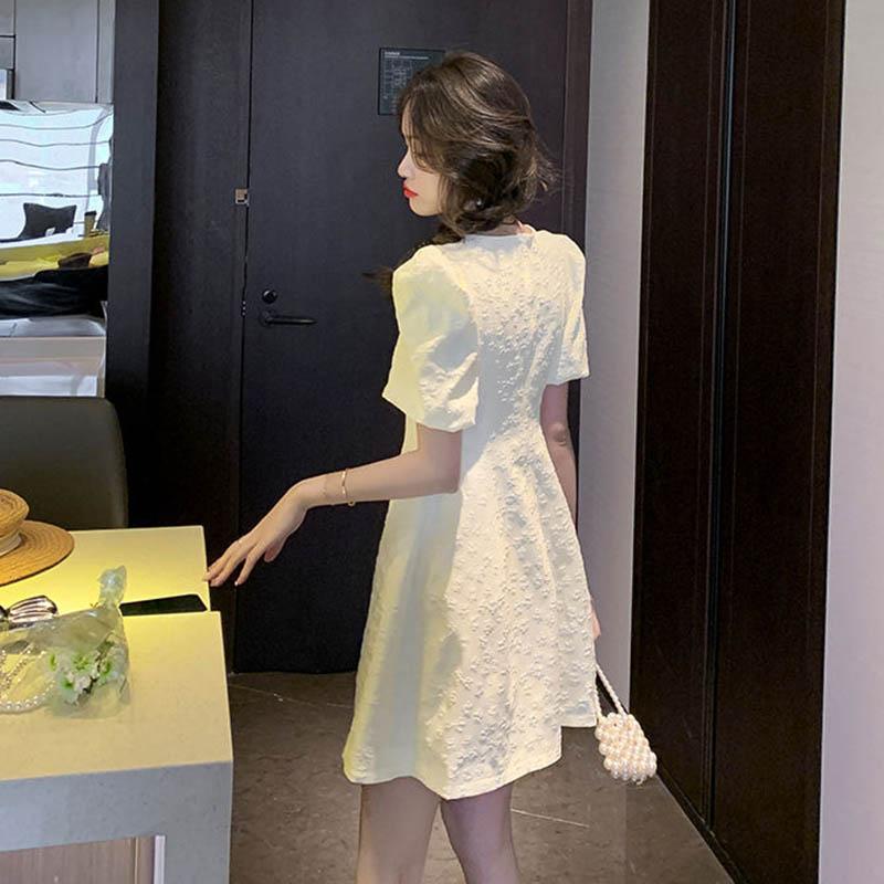 French Sweet Puff Sleeve Princess Dress Ladies Summer Style Small Short Sleeve Dress
