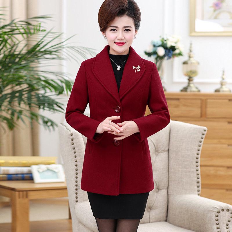 Wool Blend Coat Autumn Winter Jacket Ladies Mujer Fashion Turn-down Collar Solid Casaco Feminino