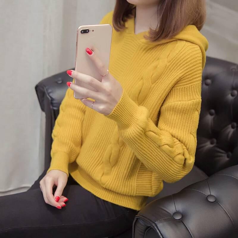 Multi-color Women Soft Hoodies Sweater Twist Solid Color Turtleneck Bottoming Knitwear Top