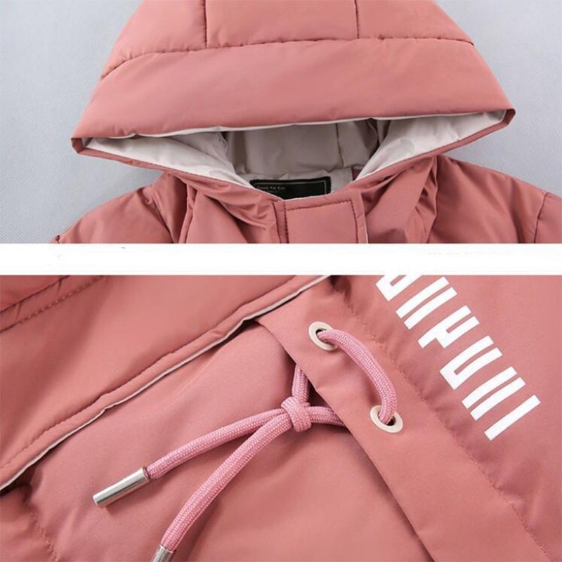 Women's Solid Color Short Down Jacket Winter Korean Style Loose Quilted Jacket Casual Warm Hooded Down Jacket
