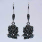 2 Kinds of Gothic Rose Shaped Black Zircon Dangle Earrings Vintage Carved Floral Hanging Earrings for Women Jewelry