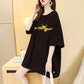 Open Back Design Women's Mid-length Loose T-shirts Women's Round Neck Short-sleeved Loose and Thin Women's Casual Loose T-shirts